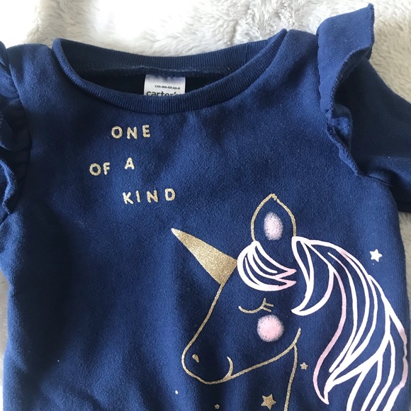 Carter’s Unicorn Sweater Navy Blue Crewneck 3months - Picture 4 of 7
